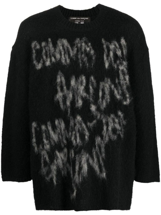 Black Logo Intarsia Wool Sweater
