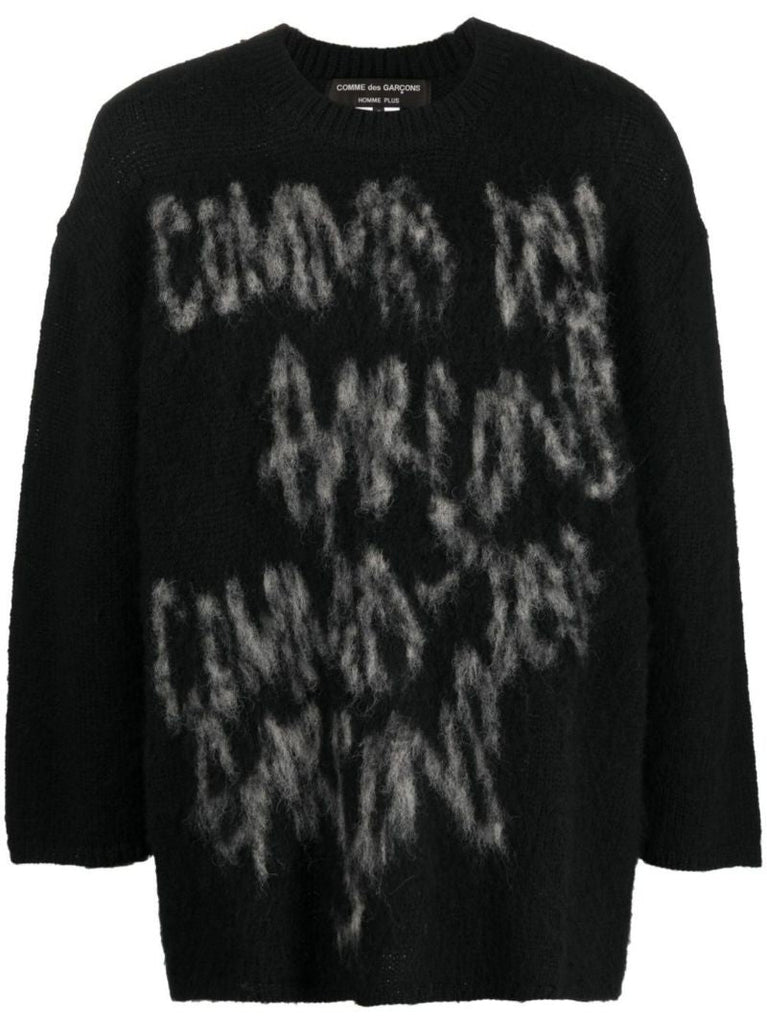 Black Logo Intarsia Wool Sweater