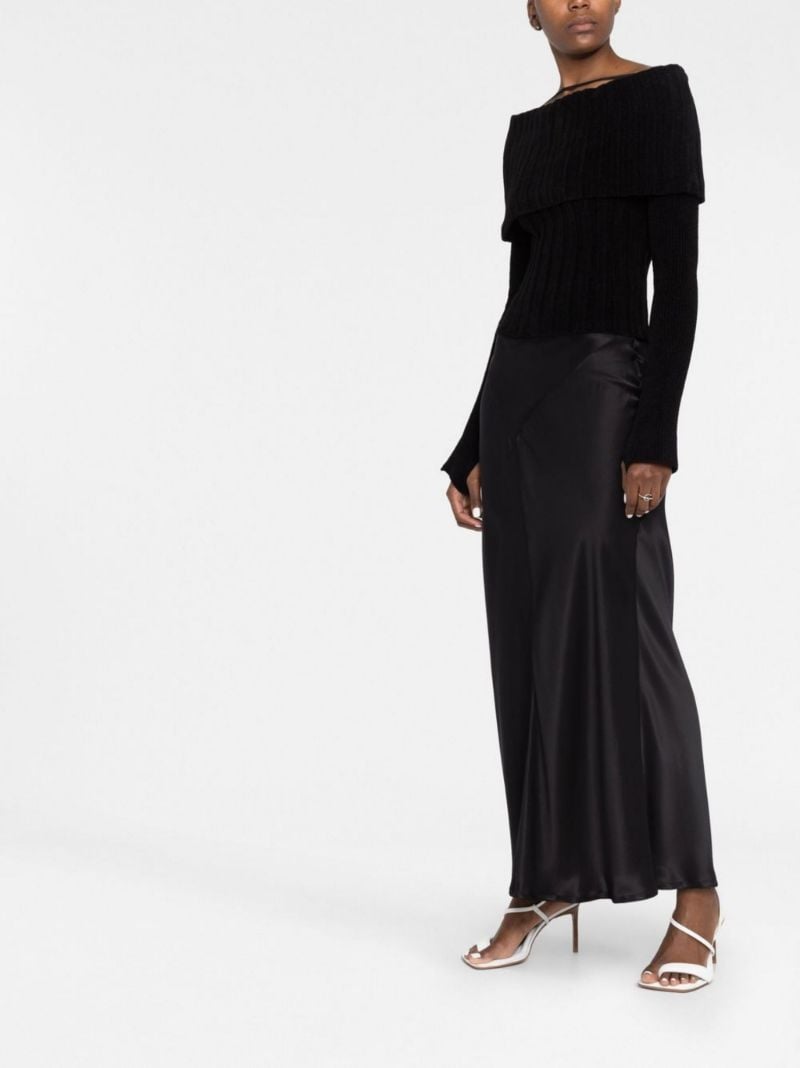 Black Off-the-shoulder Ribbed Sweater