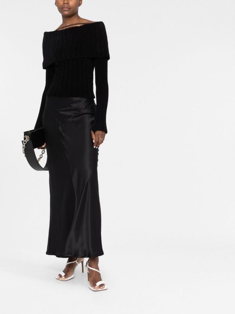 Black Off-the-shoulder Ribbed Sweater