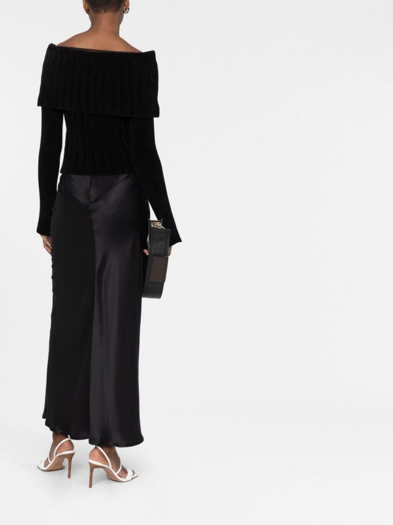 Black Off-the-shoulder Ribbed Sweater