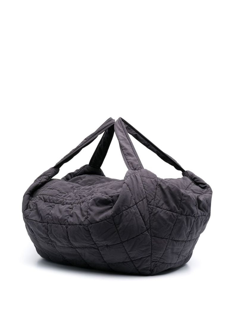 Grey Wadded Quilted Tote Bag