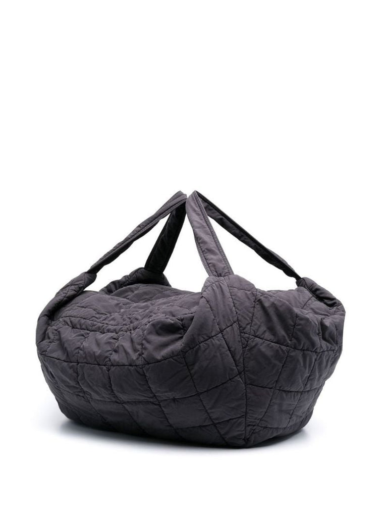 Grey Wadded Quilted Tote Bag