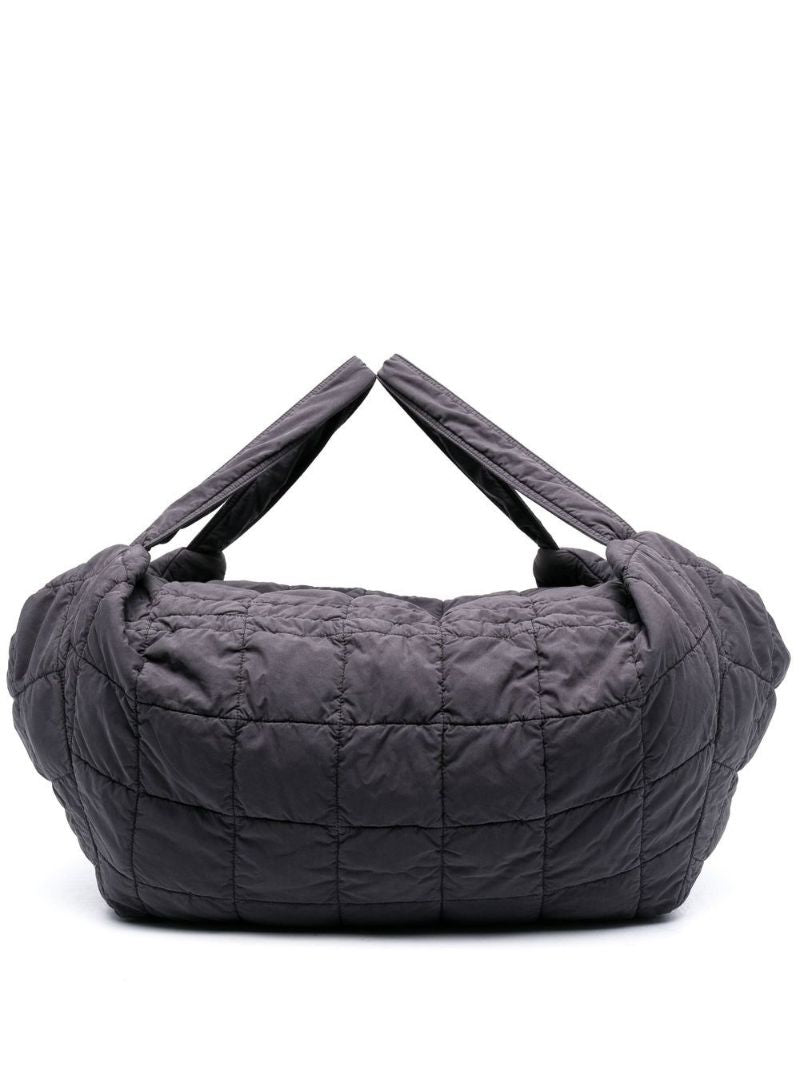 Grey Wadded Quilted Tote Bag