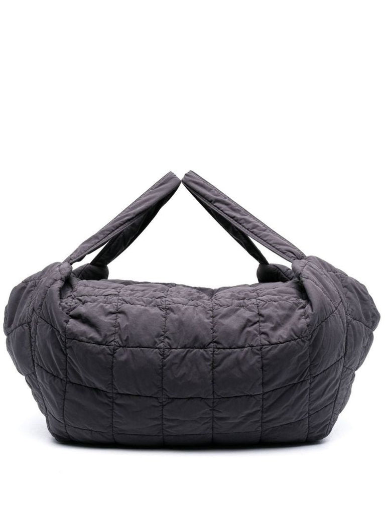 Grey Wadded Quilted Tote Bag
