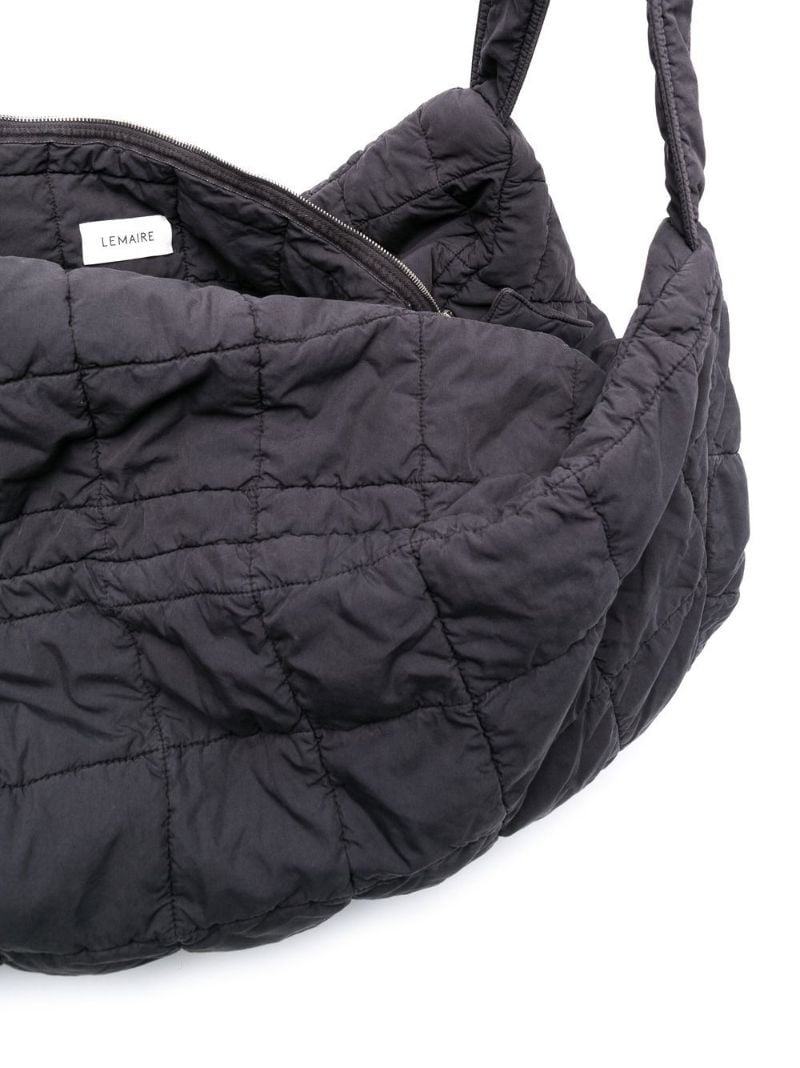Grey Wadded Quilted Tote Bag