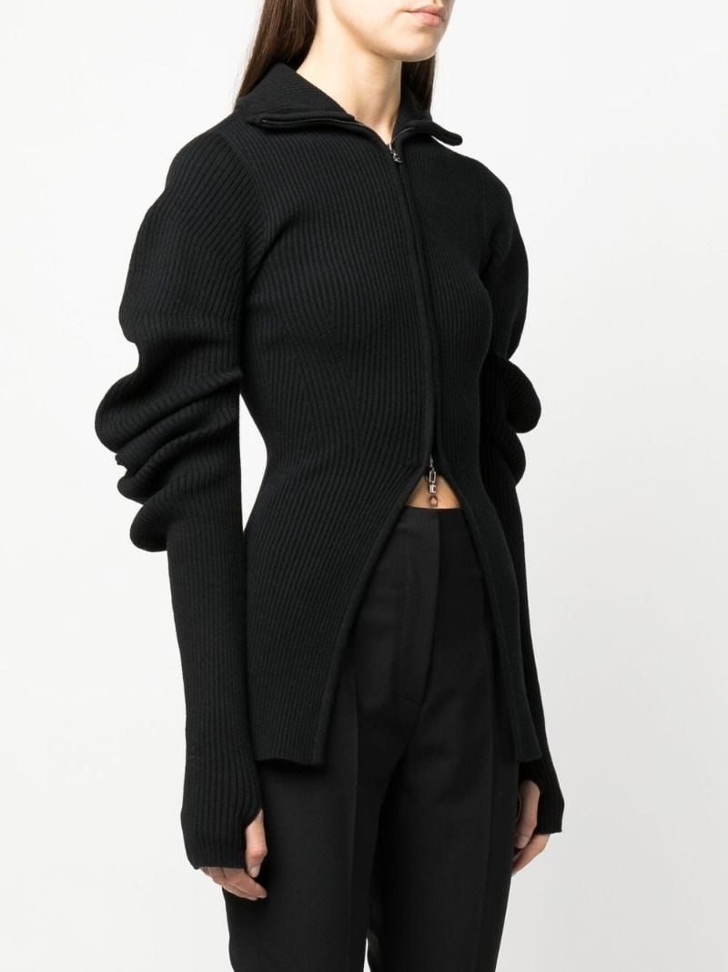Black Volume Zipped Cardigan