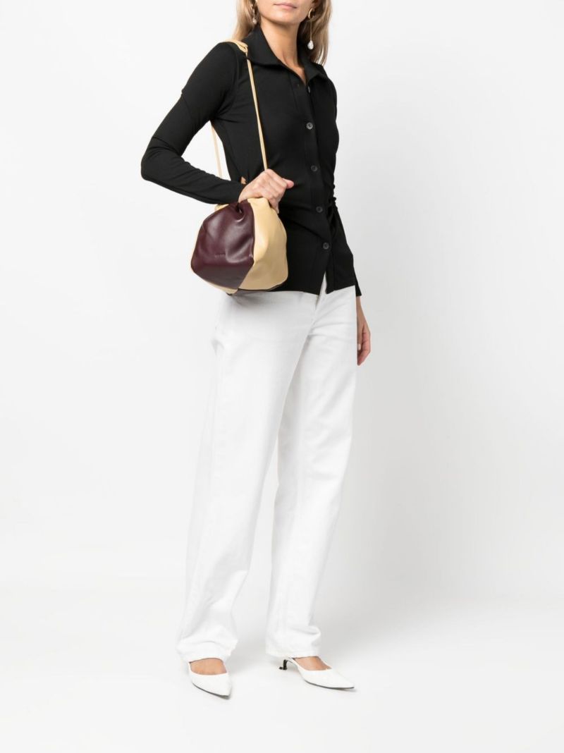 Neutral Dumpling Leather Bucket Bag