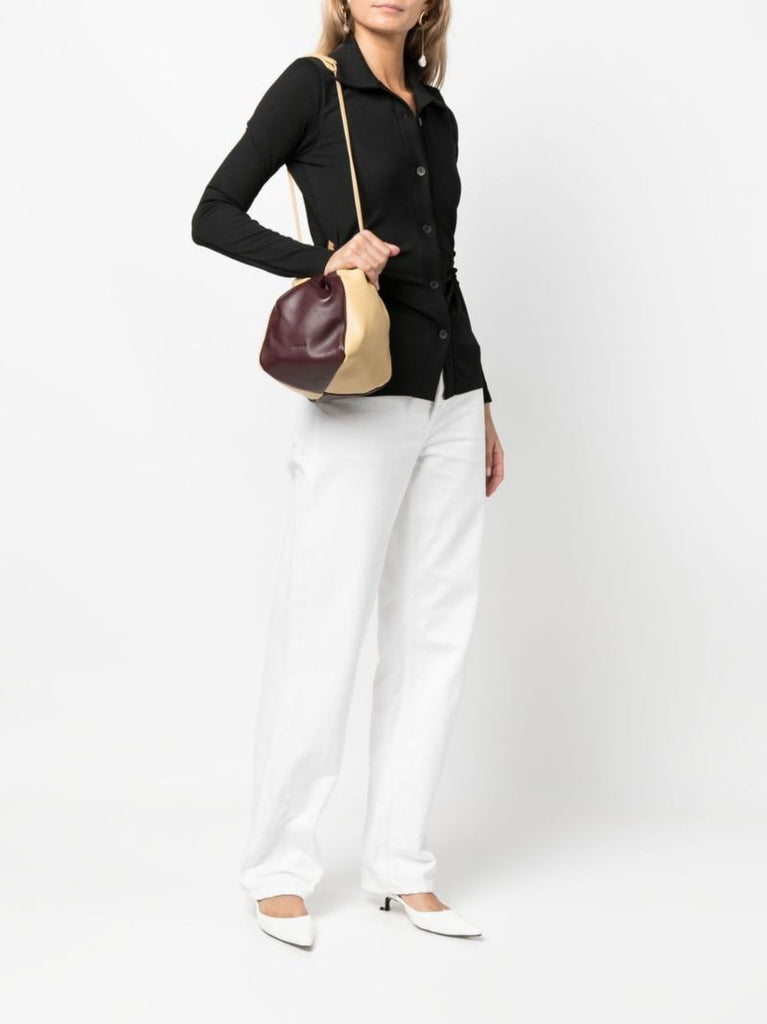 Neutral Dumpling Leather Bucket Bag