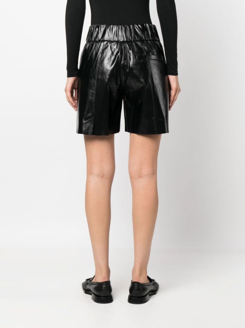 Black Chirac Wide-leg Leather Shorts
