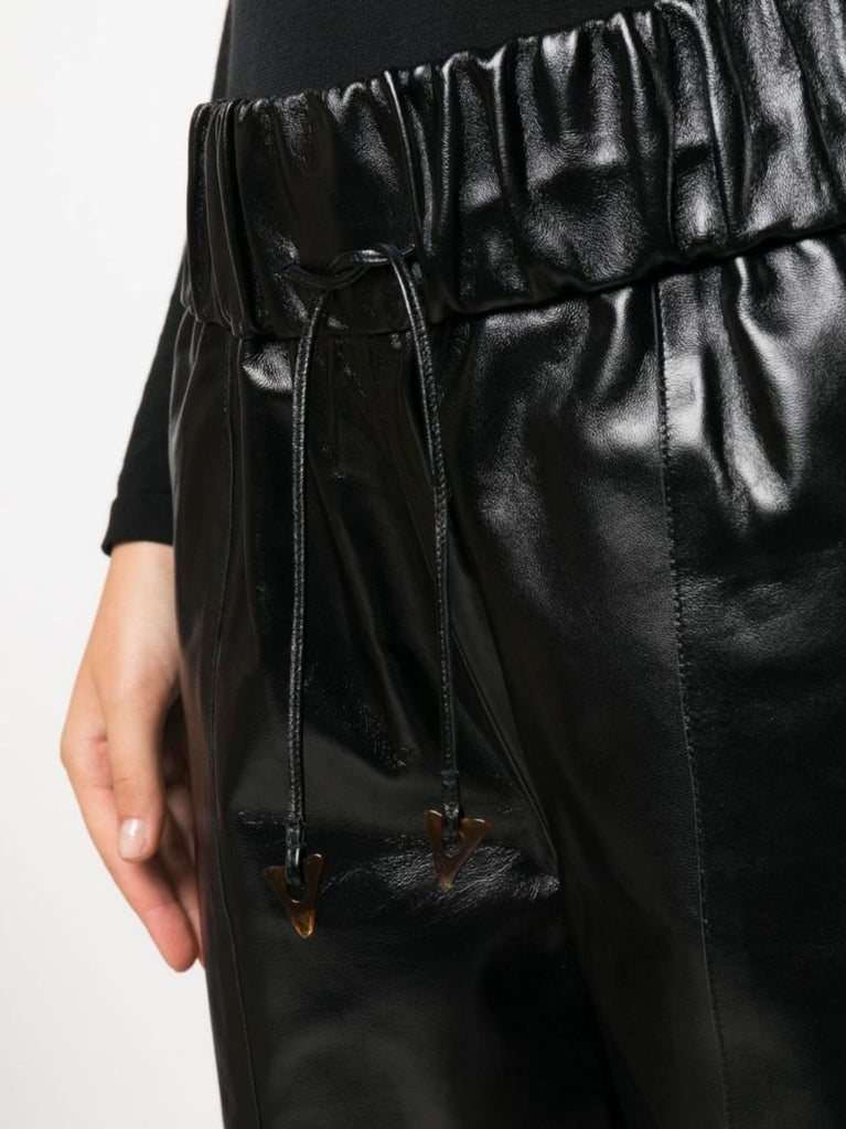 Black Chirac Wide-leg Leather Shorts