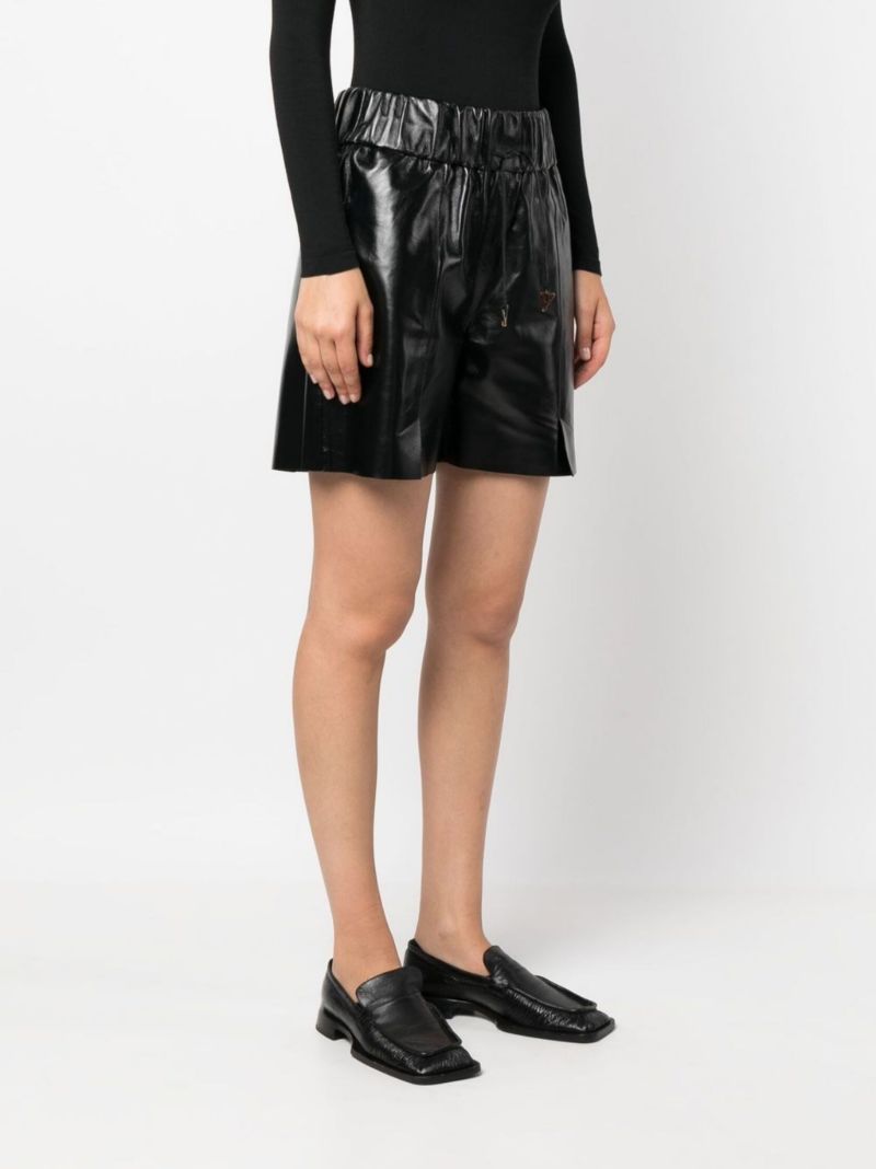 Black Chirac Wide-leg Leather Shorts