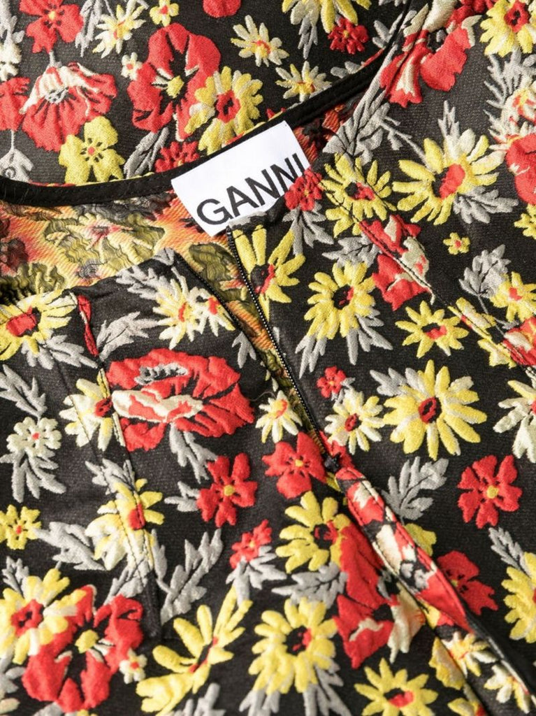 Black Floral Jacquard Mini Dress