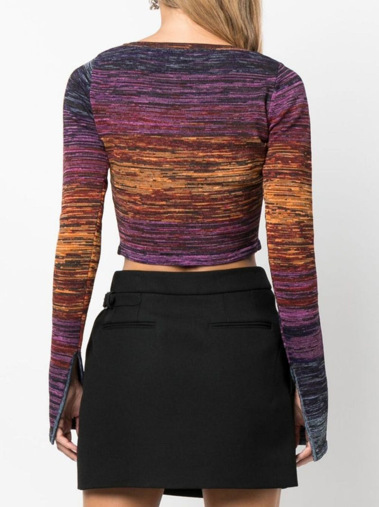 Blue Space Dye Cropped Cardigan