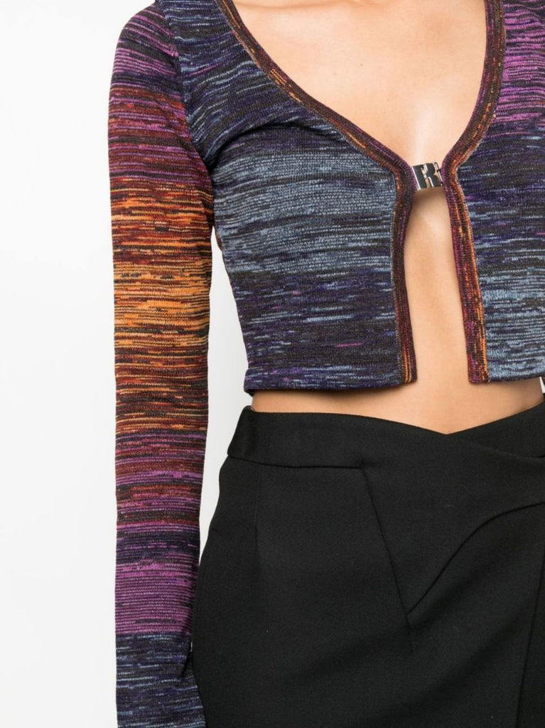 Blue Space Dye Cropped Cardigan