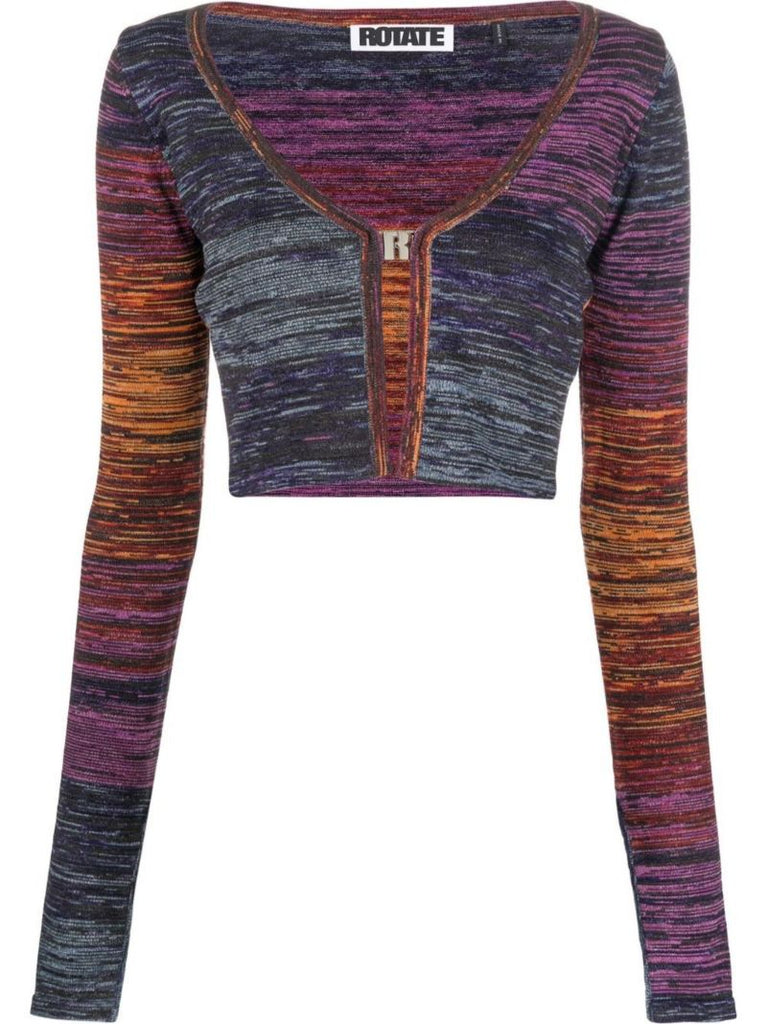 Blue Space Dye Cropped Cardigan