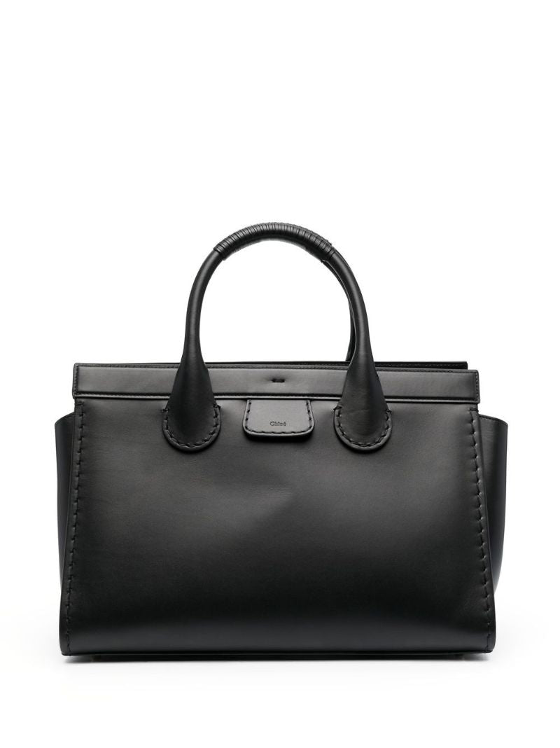 Black Edith Large Leather Tote Bag
