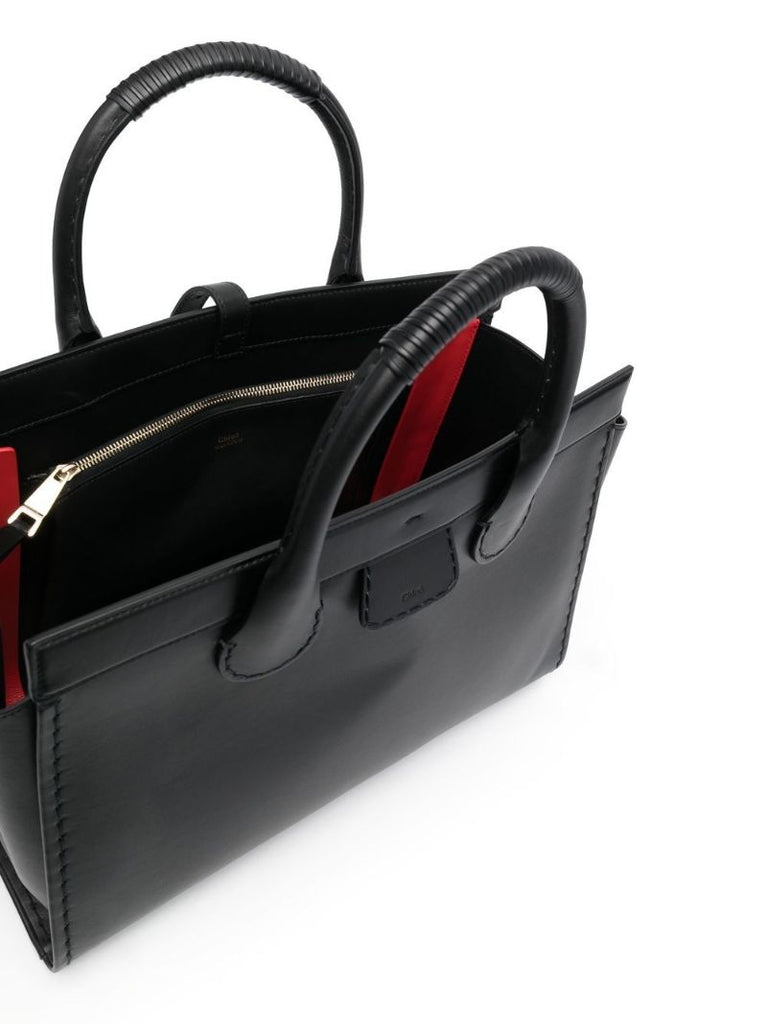 Black Edith Large Leather Tote Bag