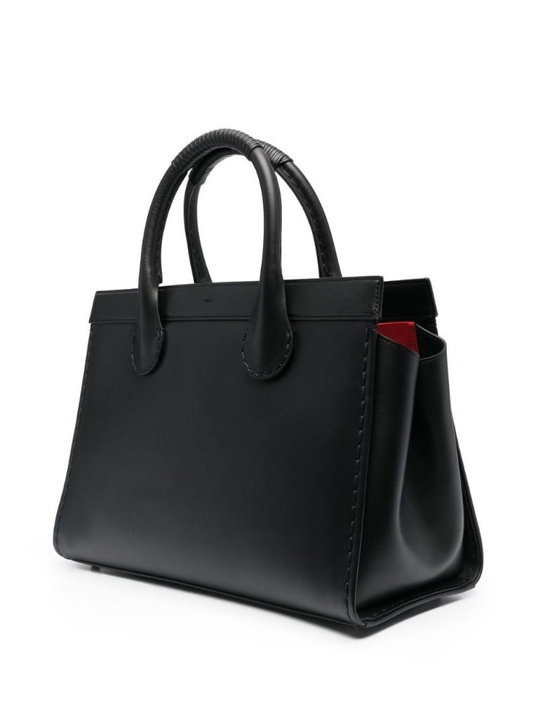 Black Edith Large Leather Tote Bag