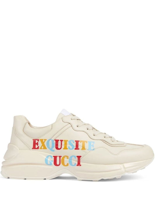 Neutral Graphic Print Low-top Leather Sneakers