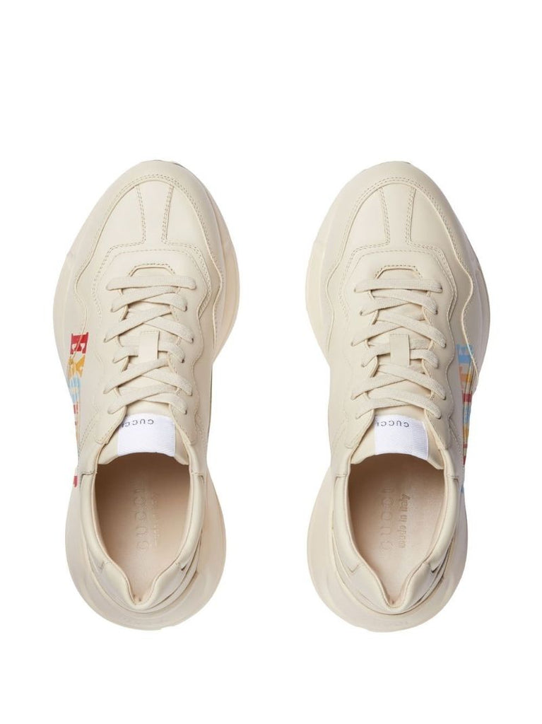 Neutral Graphic Print Low-top Leather Sneakers