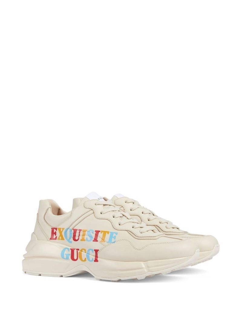 Neutral Graphic Print Low-top Leather Sneakers
