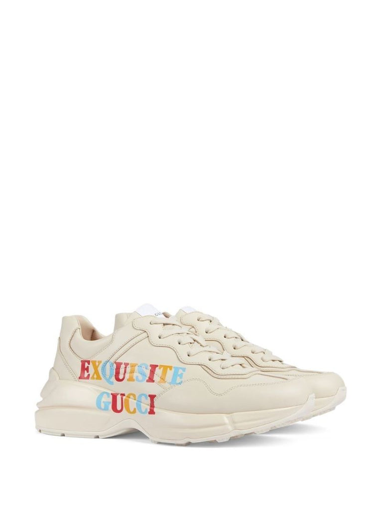 Neutral Graphic Print Low-top Leather Sneakers