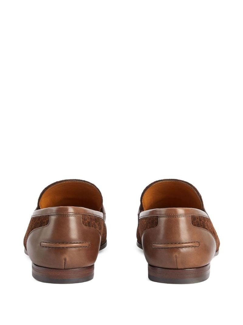 Brown Horsebit Monogram Suede Loafers