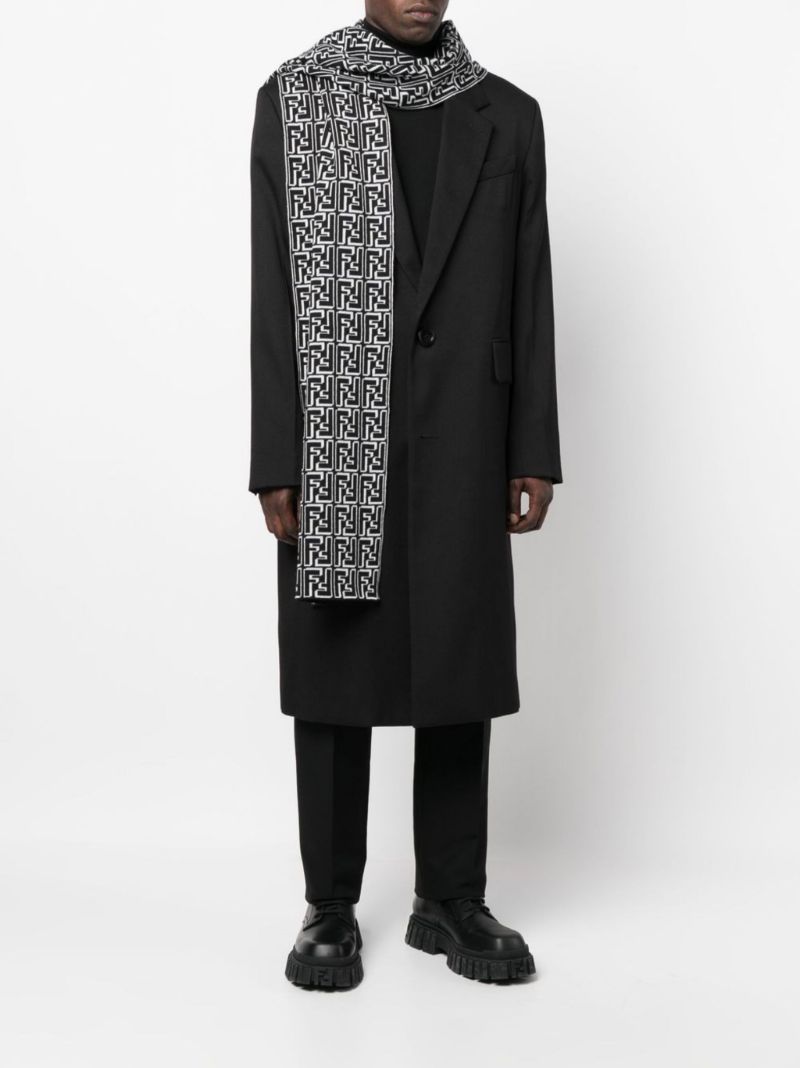 Black Intarsia Monogram Wool Scarf