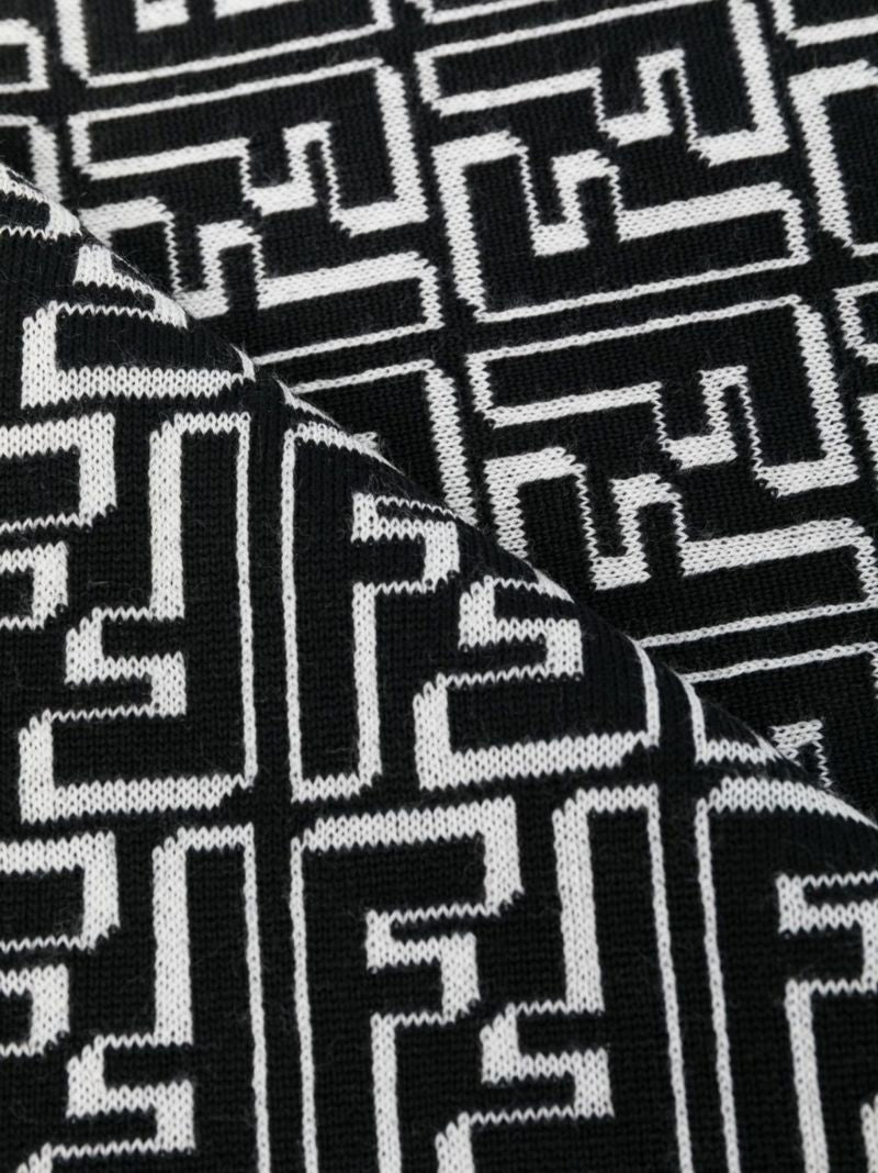 Black Intarsia Monogram Wool Scarf