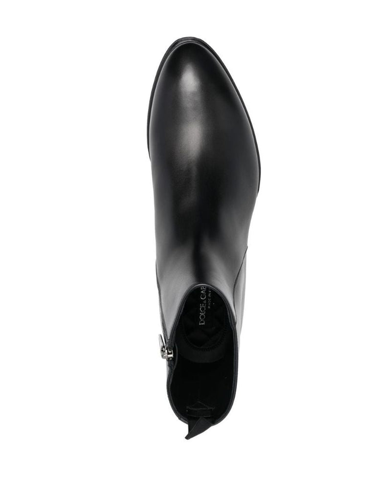 Black Leather Ankle Boots