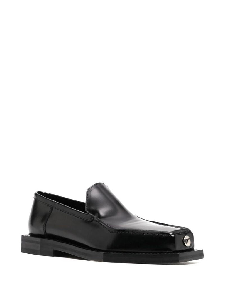 Black 3d Vector Leather Loafers