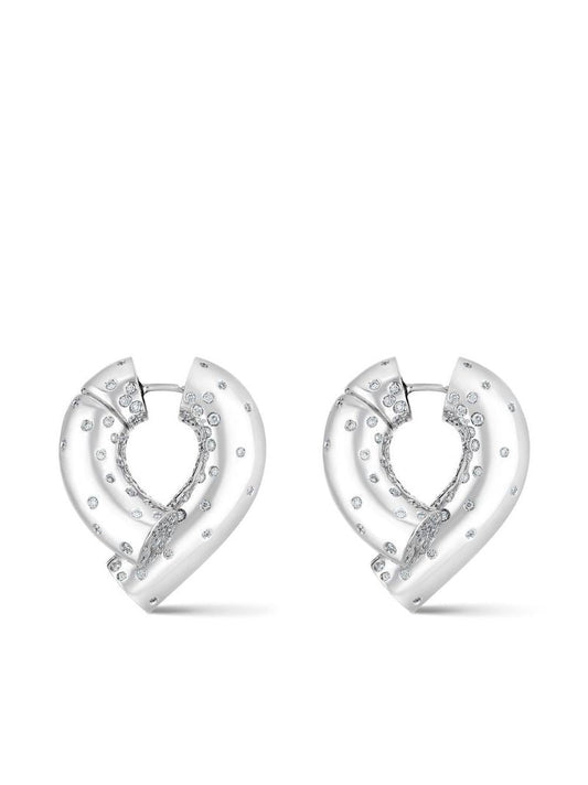 18k White Gold Large Oera Diamond Hoop Earrings