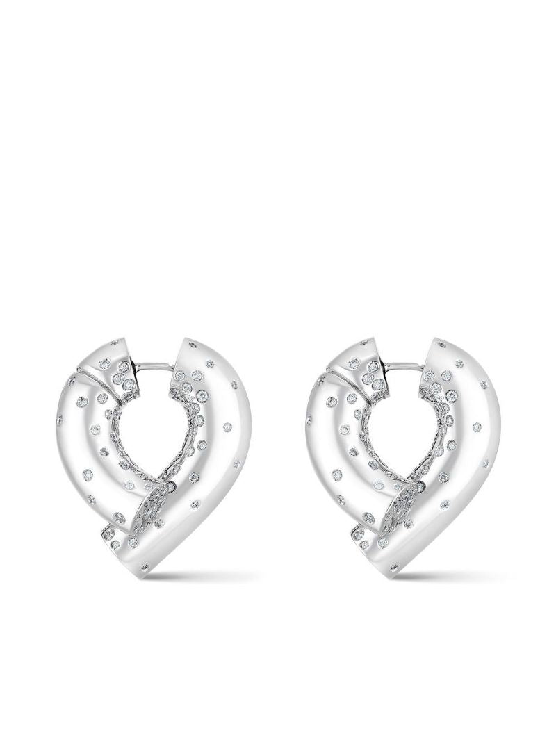 18k White Gold Large Oera Diamond Hoop Earrings
