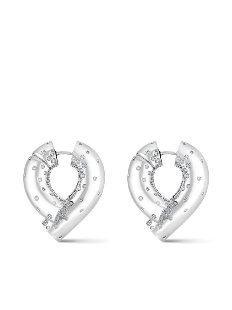 18k White Gold Large Oera Diamond Hoop Earrings