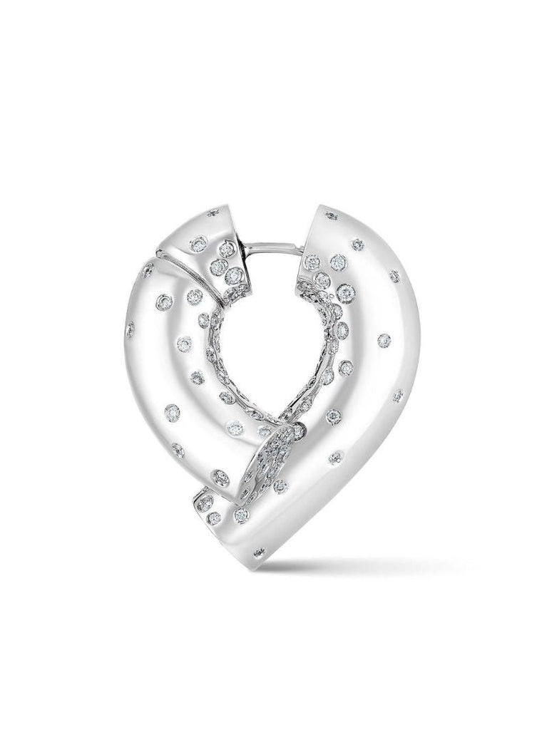 18k White Gold Large Oera Diamond Hoop Earrings
