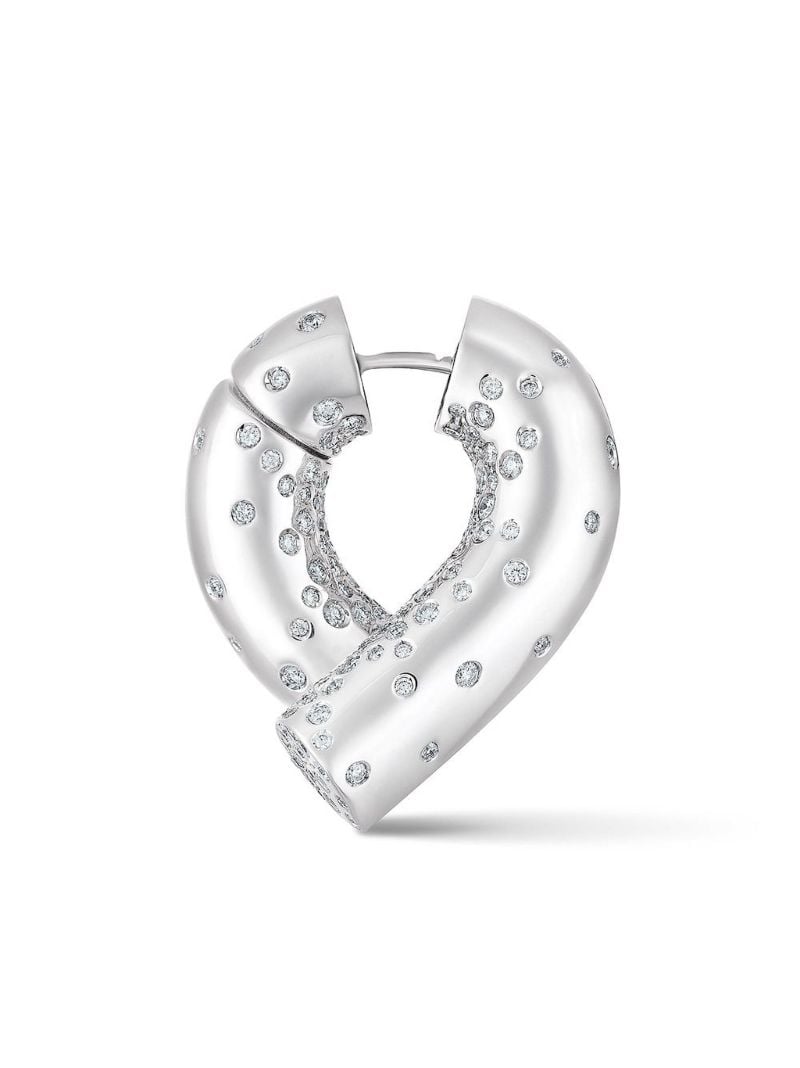 18k White Gold Large Oera Diamond Hoop Earrings