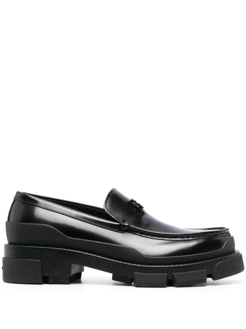 Black Terra Brushed Leather Loafers