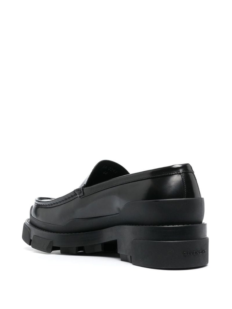 Black Terra Brushed Leather Loafers