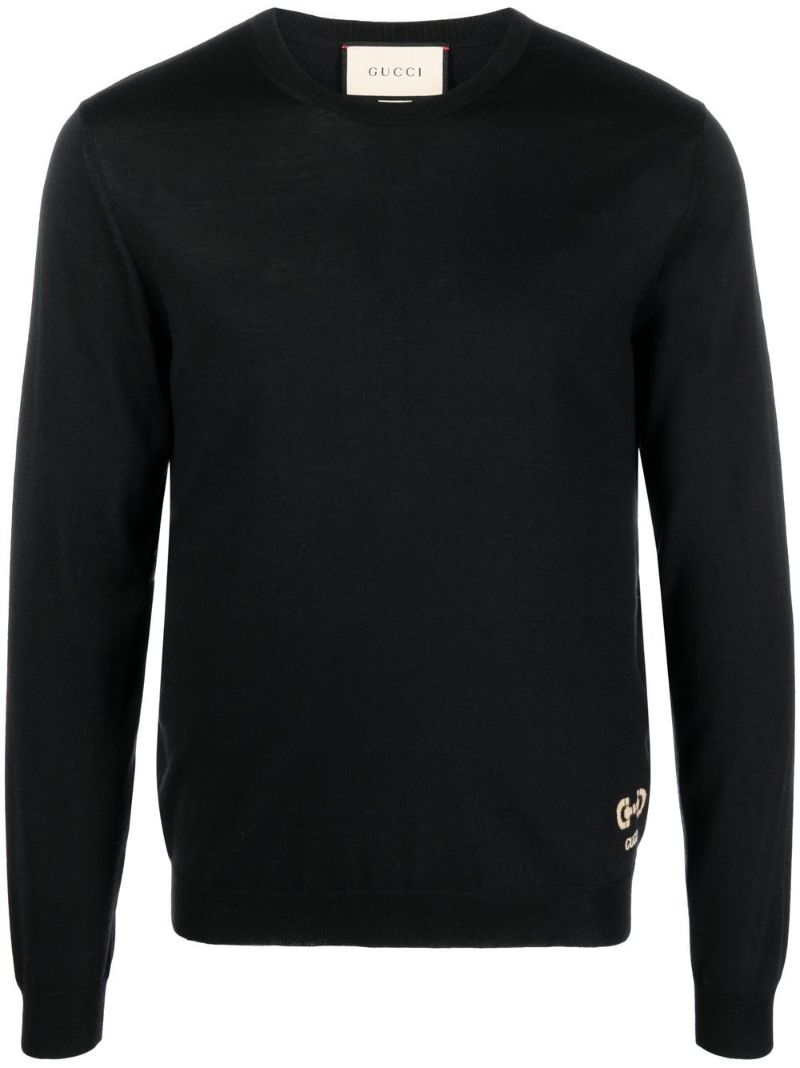 Black Logo-embroidered Wool Sweater