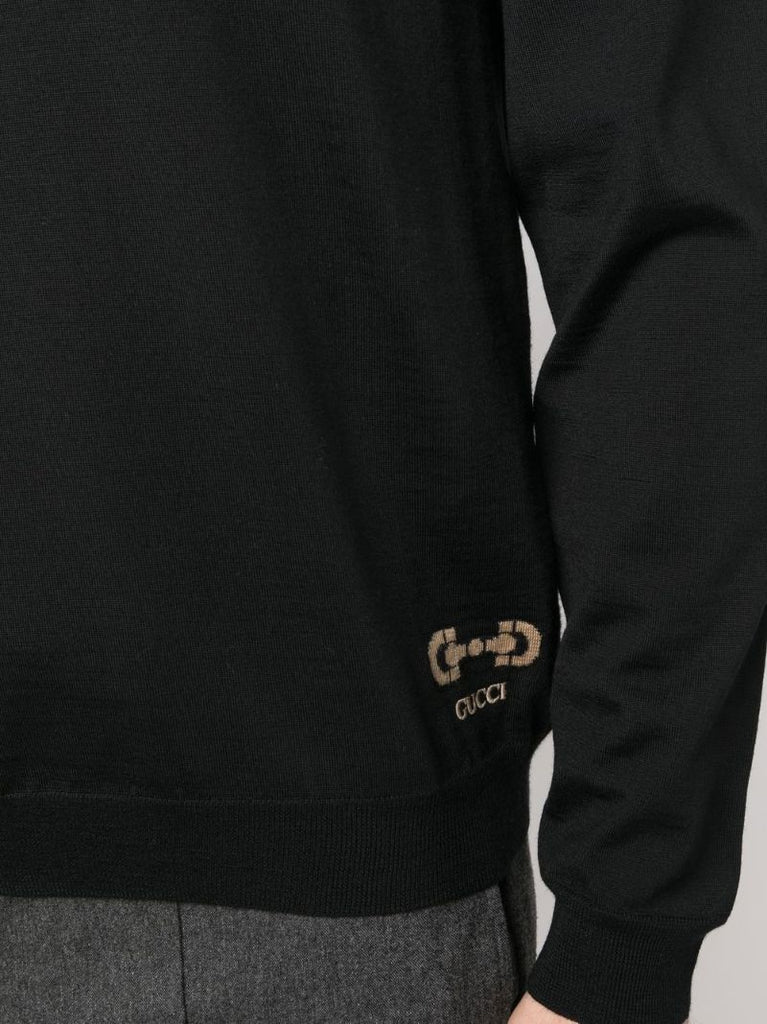 Black Logo-embroidered Wool Sweater