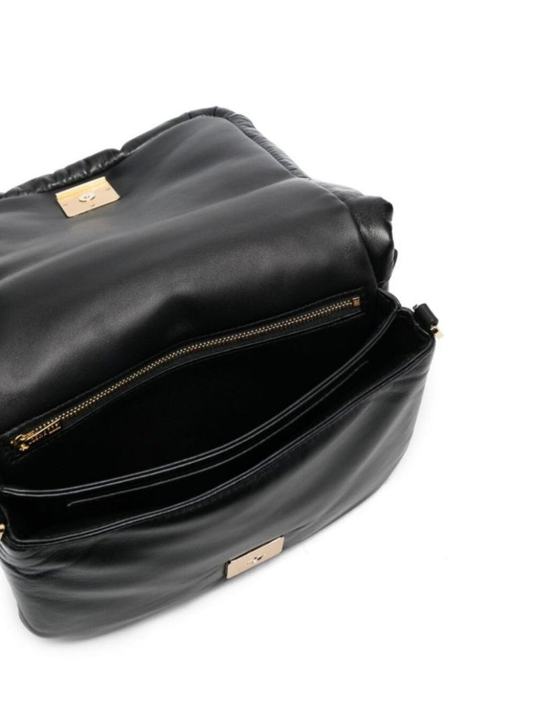 Black Goya Puffer Leather Shoulder Bag