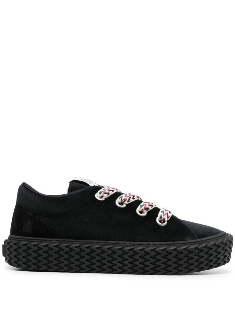Black Contrast Lace Low-top Sneakers