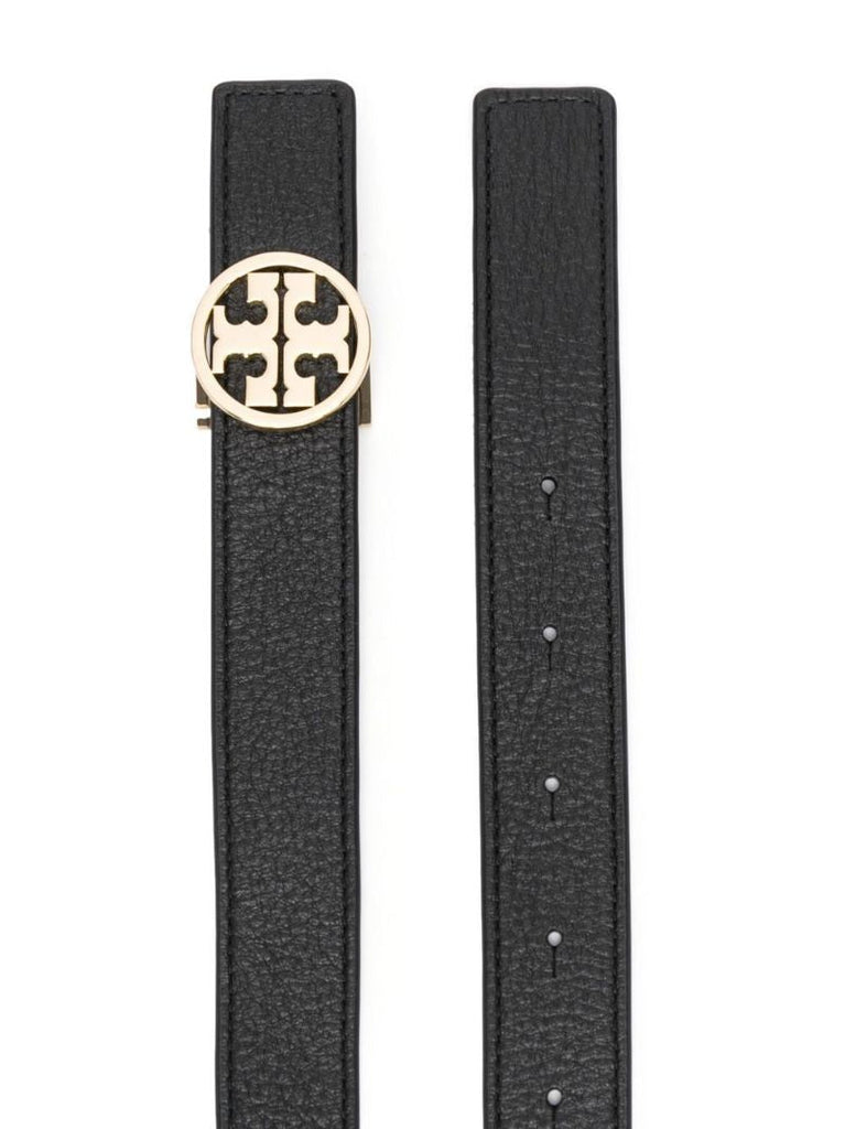 Black Logo Buckle Leather Belt