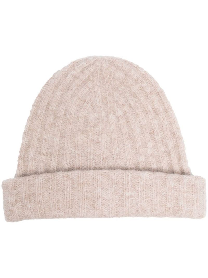Neutral Erica Ribbed Knit Beanie Hat