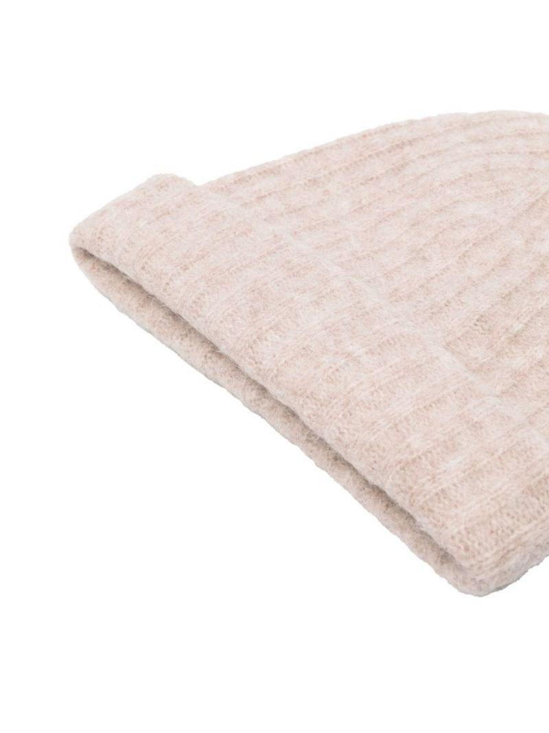 Neutral Erica Ribbed Knit Beanie Hat