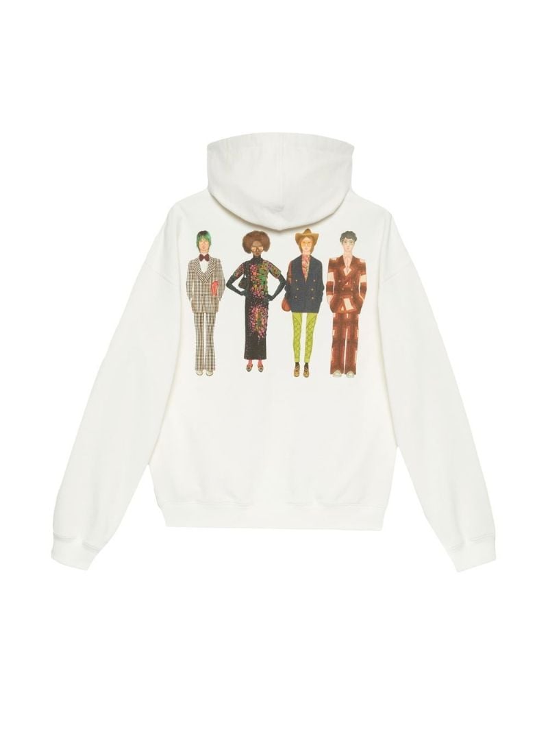 Neutral Logo Print Cotton Hoodie