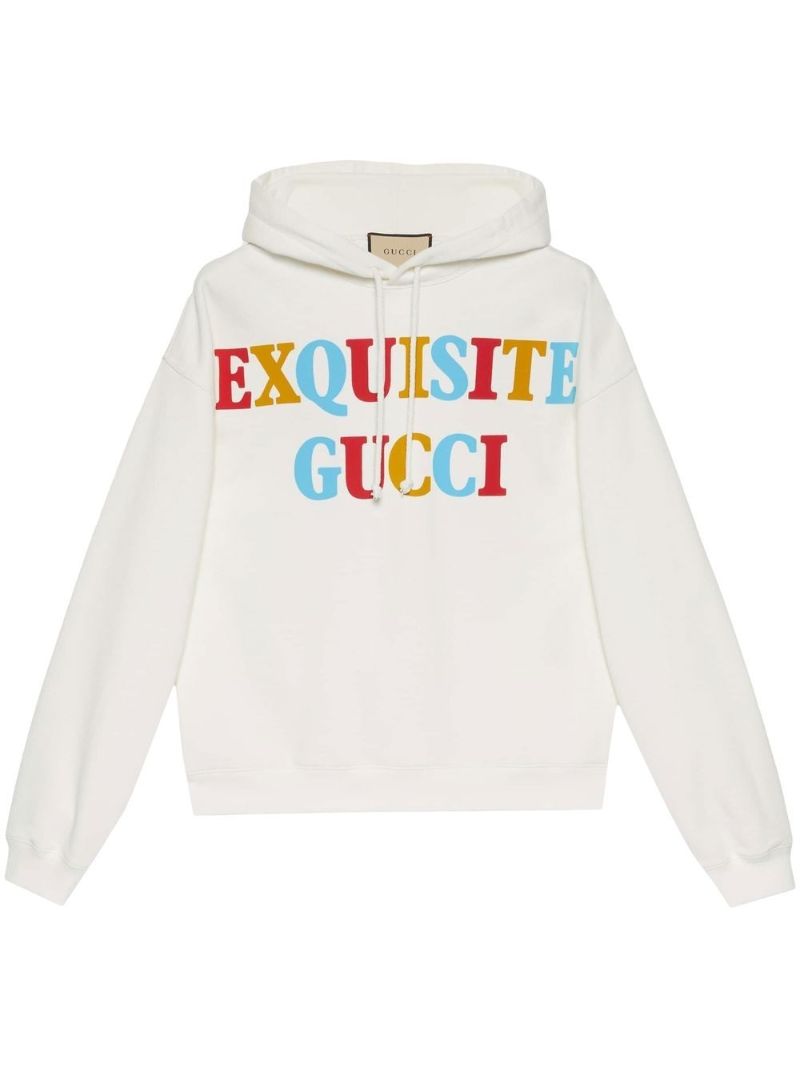 Neutral Logo Print Cotton Hoodie