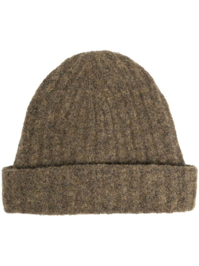 Green Erica Ribbed Knit Beanie Hat