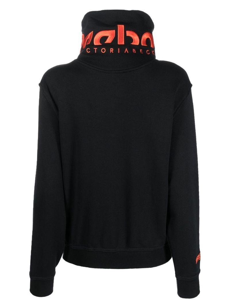 Black Cowl Neck Embroidered Logo Sweatshirt